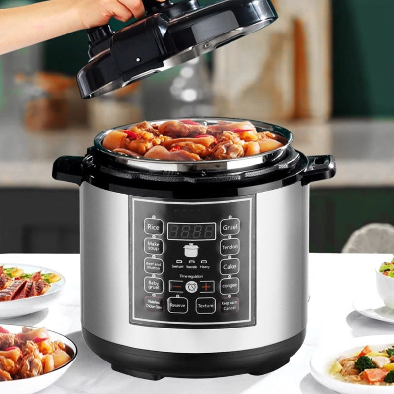 5L Pressure Cooker Multi-function Intelligent - sleek modern kitchen appliance with LCD display showing cooking progress
