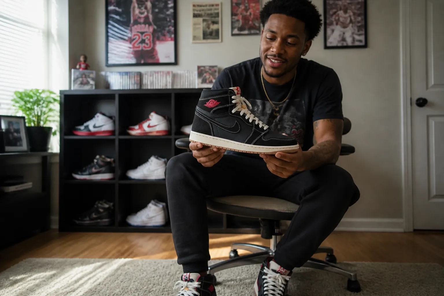 Satisfied customer showcasing their authentic Jordan collection with the Flight Club as the centerpiece