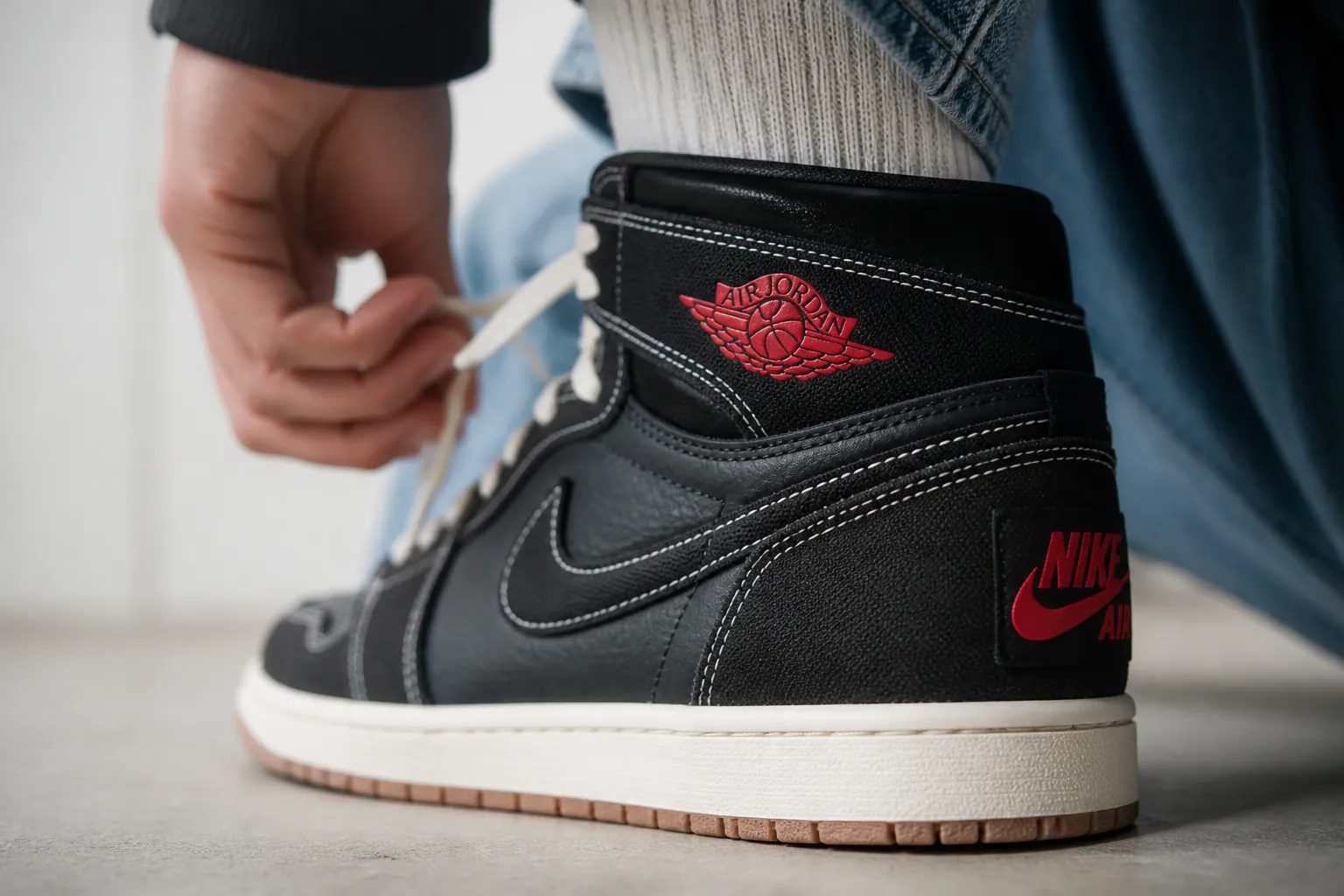 Air Jordan 1 Flight Club back view highlighting the heel with Nike Air branding