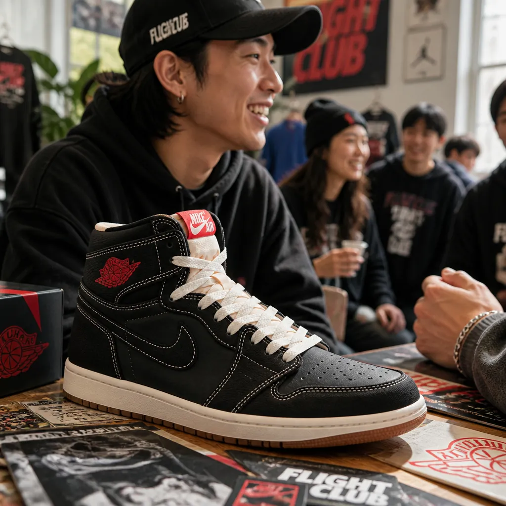 Authentic Jordan community moment with fans sharing their passion for the Flight Club legacy