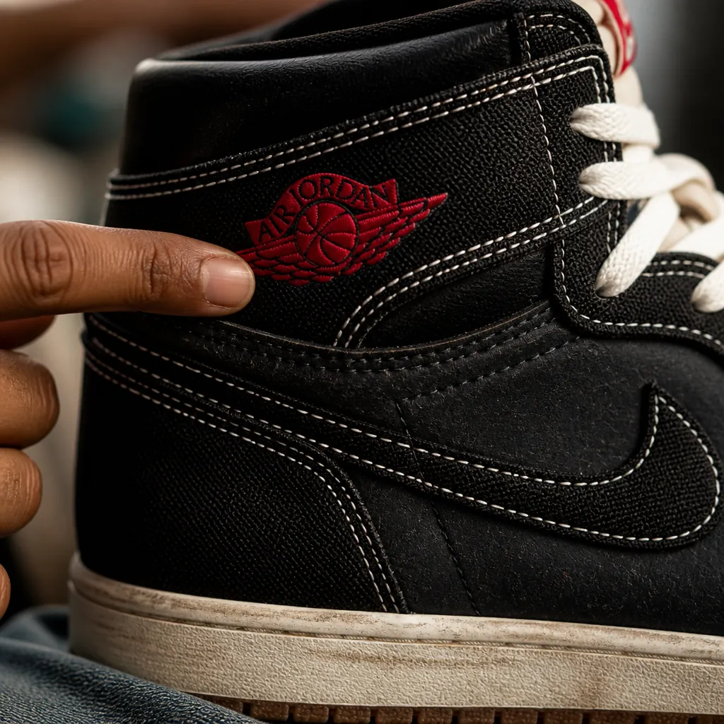 Close-up of Jumpman logo embroidery detail