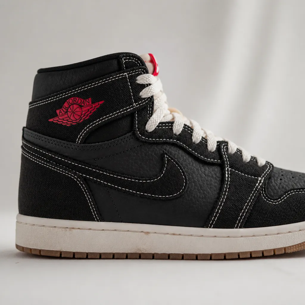 Jumpman logo embroidered in white on black athletic fabric with subtle red thread accents