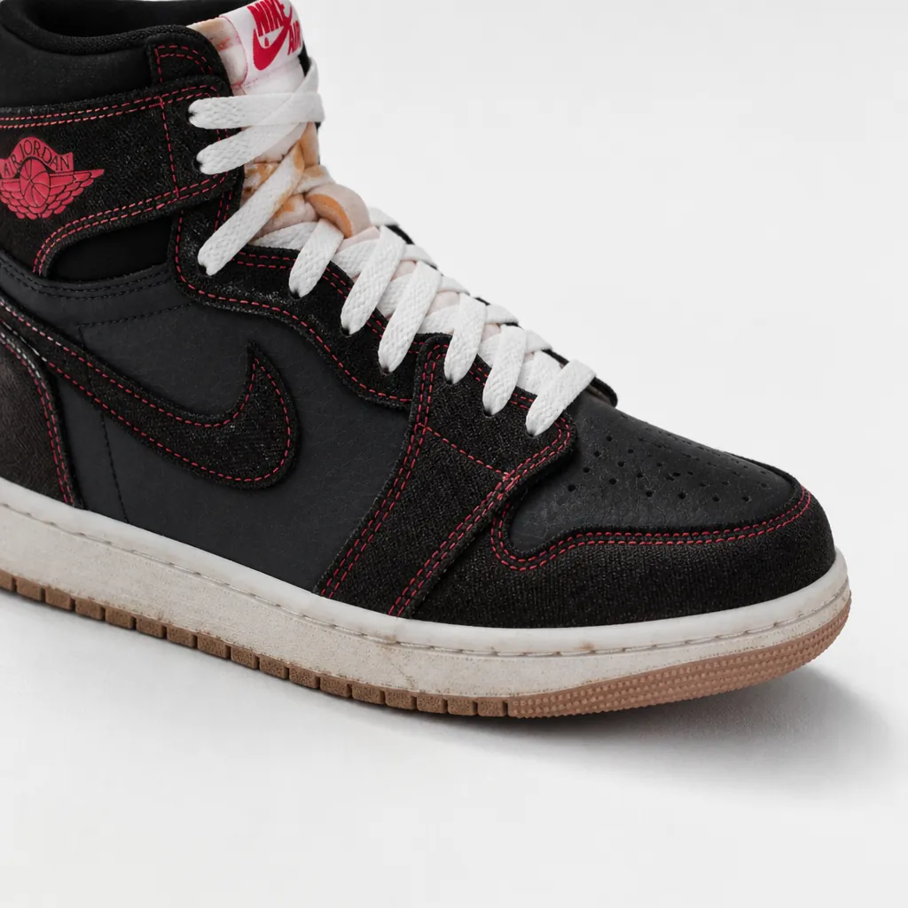 Classic AJ1 toe box silhouette with perforated detailing and University Red accent stitching
