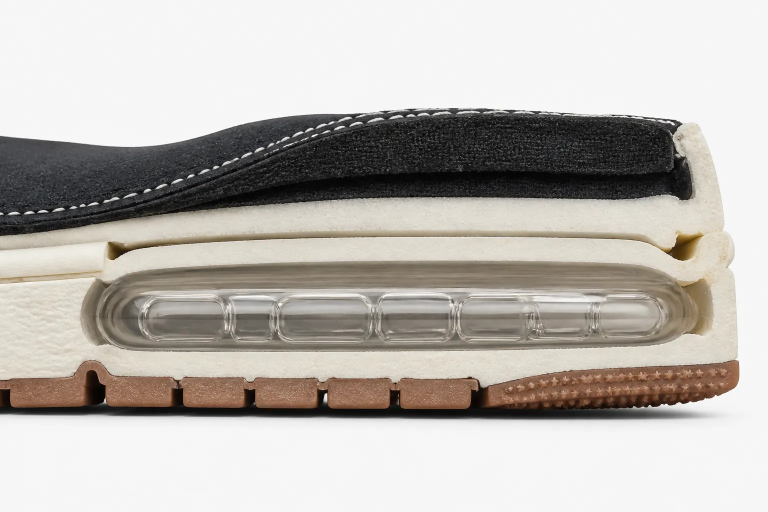 Technical diagram showing Nike Air-Sole technology cross-section with visible air chamber and cushioning layers