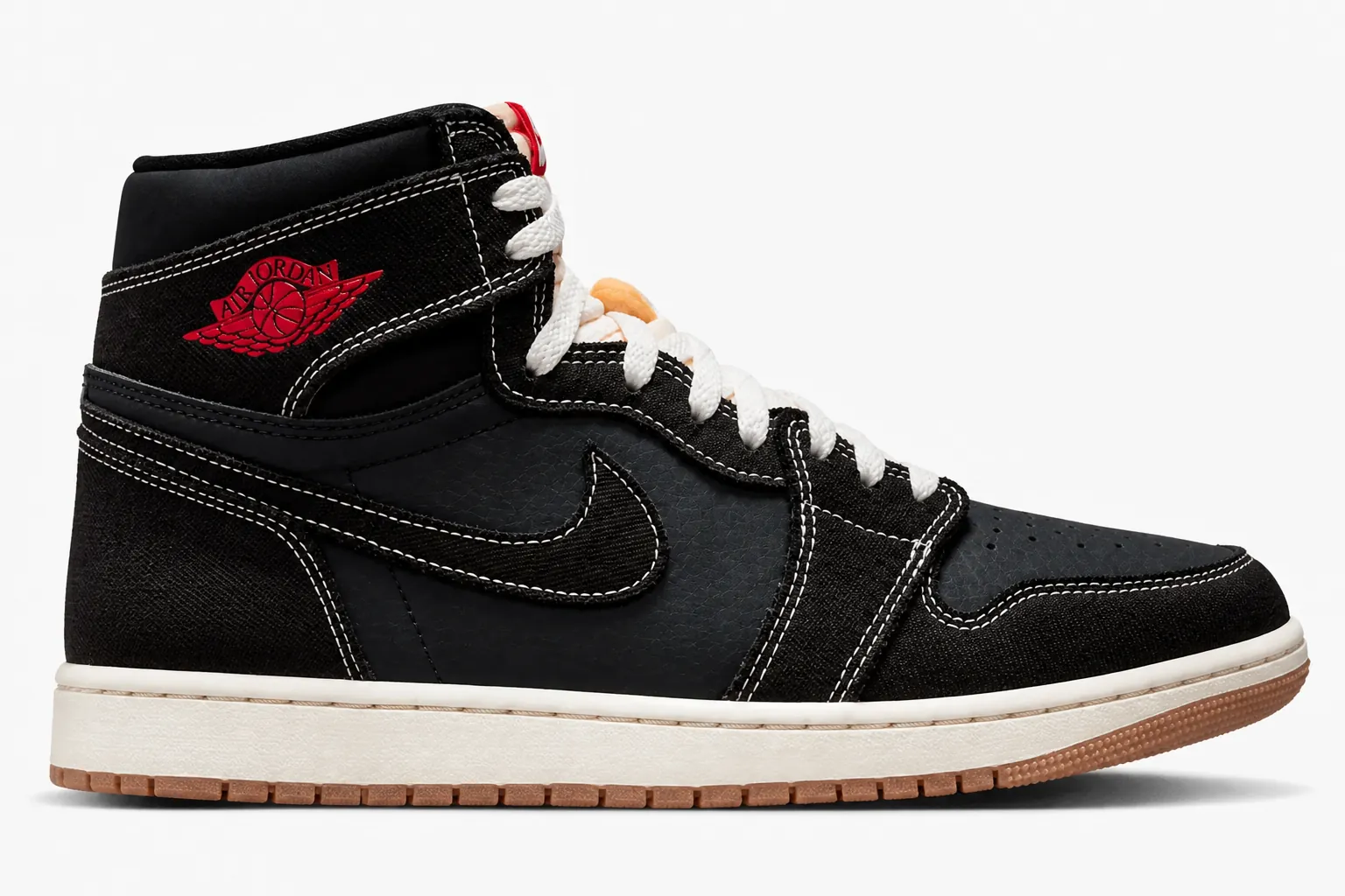 Side profile view of Air Jordan 1 Flight Club highlighting the legendary Jordan silhouette, classic high-top design with perfect proportions and striking visual impact