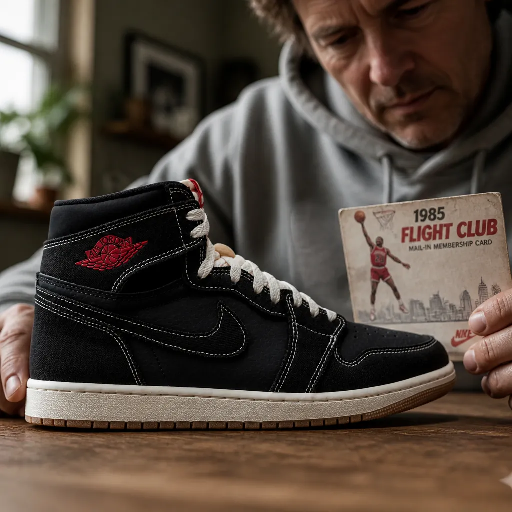 1985 vintage Flight Club mail-in membership card with classic basketball design and nostalgic collector appeal