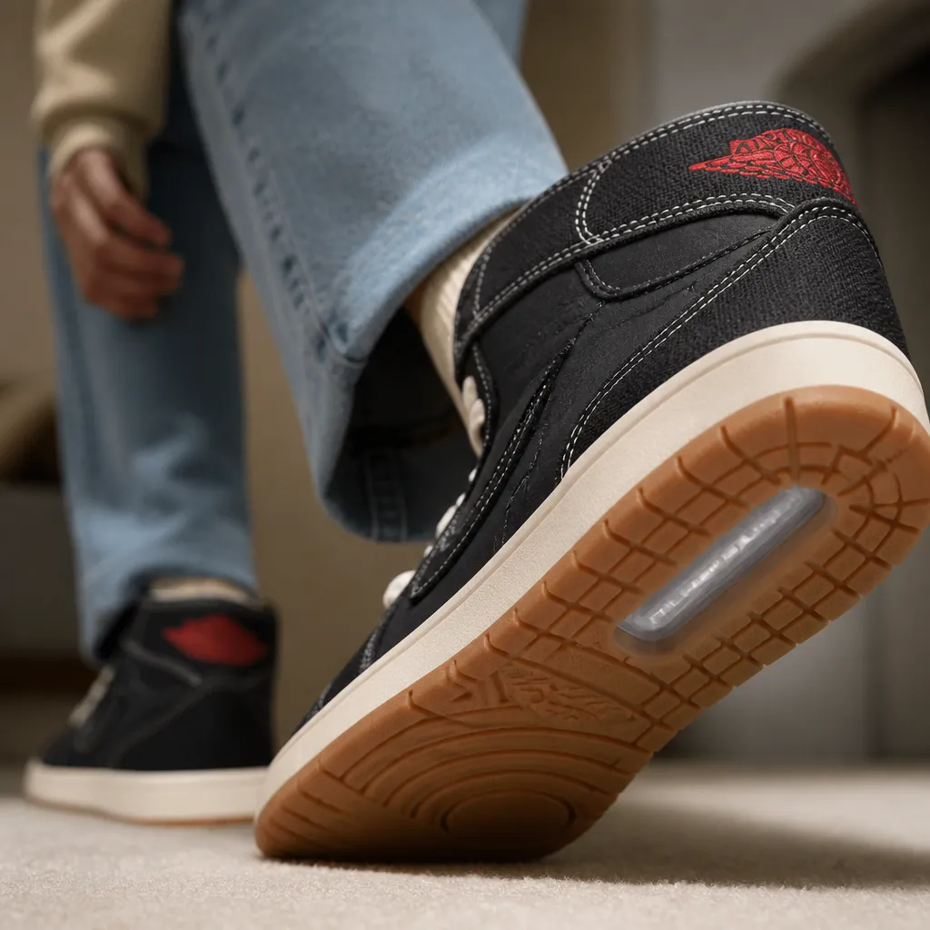 Bottom view showing encapsulated Nike Air-Sole unit in the heel providing soft cushioning comfort